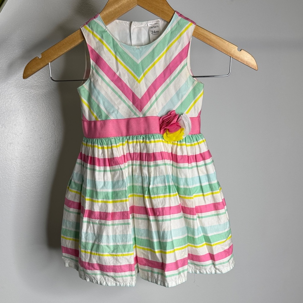 Carter's Pink and Yellow Striped Dress